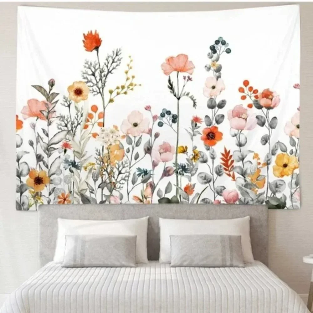 Floral Wildflower Botanical Colorful Garden Outdoor Room Wall Decor Tapestry